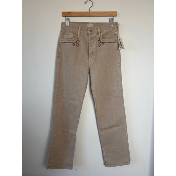 NWT Mother The Tomcat High Waist Stretch Ankle Straight Leg Jeans Tan Size:28 - Picture 2 of 9